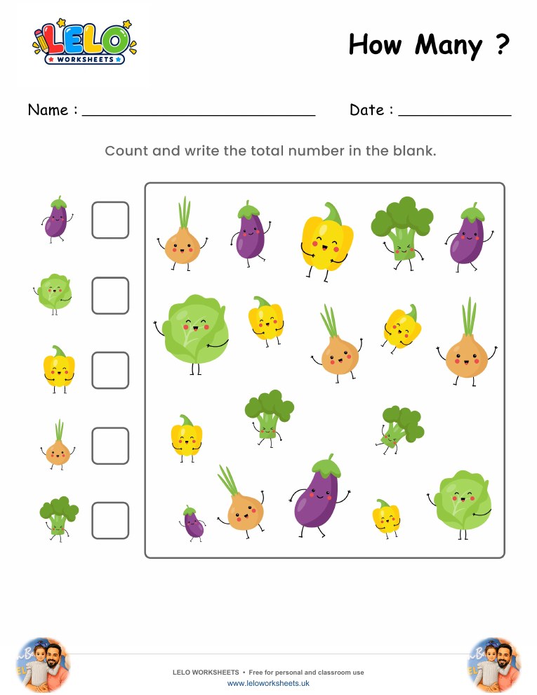 Counting Vegetables Worksheet worksheet preview