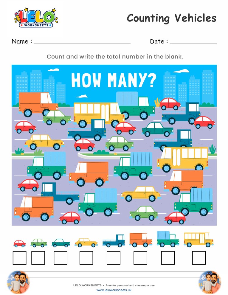 Counting Vehicles Worksheets worksheet preview