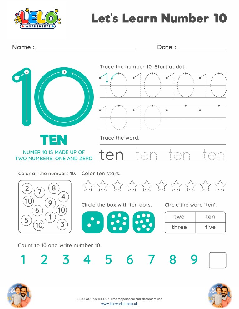 Number 10 Worksheet worksheet preview