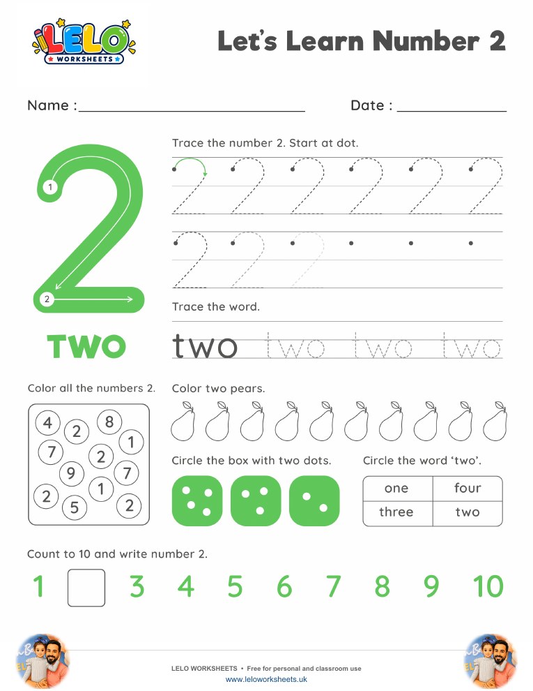 Number 2 Worksheet worksheet preview