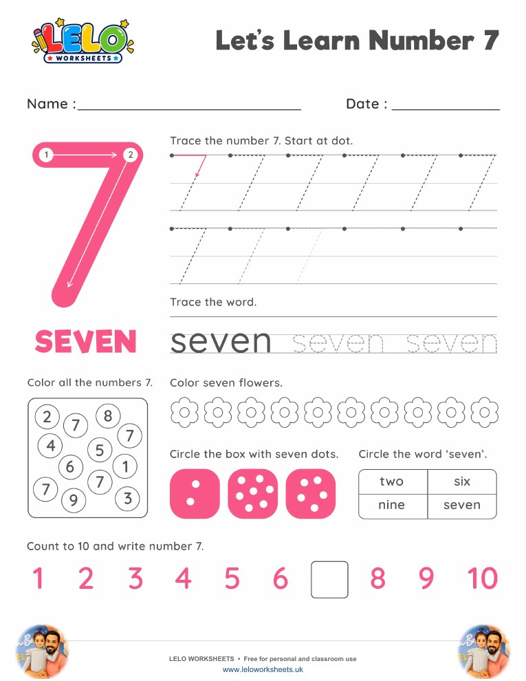 Number 7 Worksheet worksheet preview