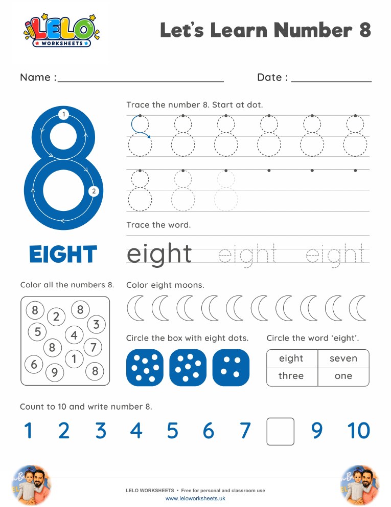 Number 8 Worksheet worksheet preview