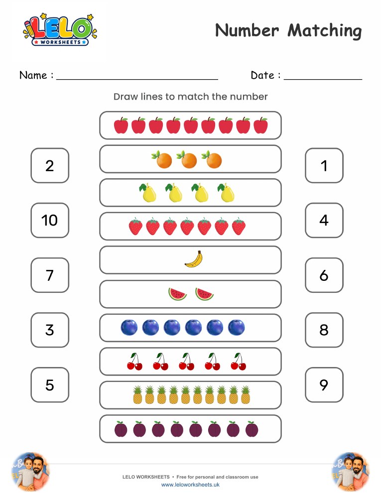 Number Matching Worksheet worksheet preview