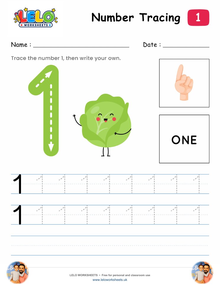 Number Tracing 1 Worksheet worksheet preview