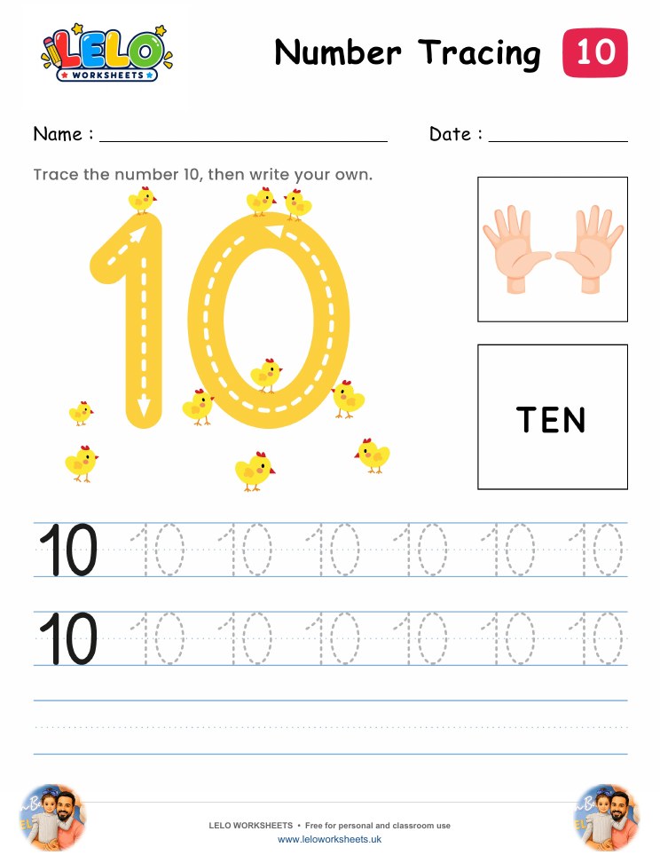 Number Tracing 10 Worksheet worksheet preview