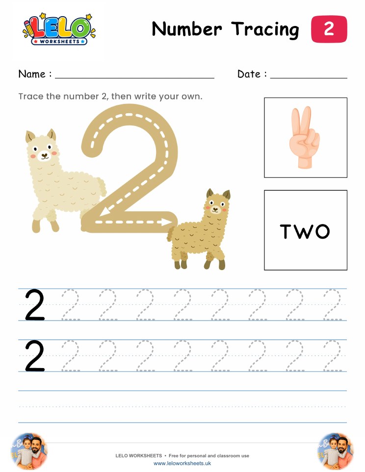 Number Tracing 2 Worksheet worksheet preview