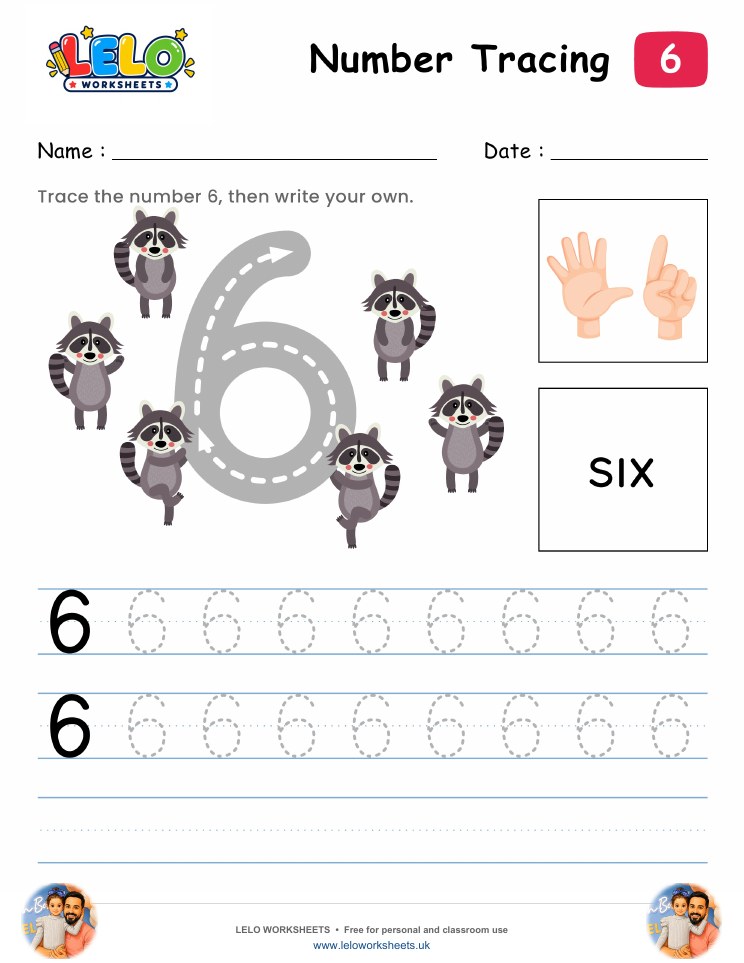 Number Tracing 6 Worksheet worksheet preview