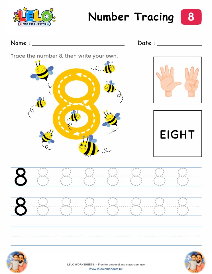 Number Tracing 8 Worksheet worksheet preview
