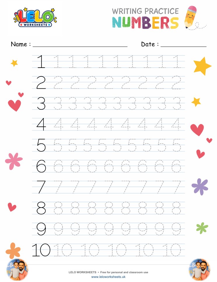 Number Tracing Worksheet worksheet preview
