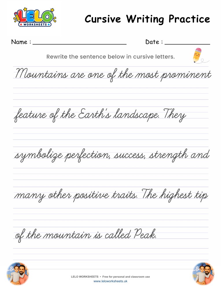 Cursive Writing Worksheet 11 worksheet preview