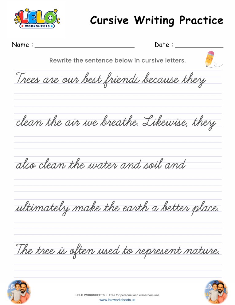 Cursive Writing Worksheet 4 worksheet preview