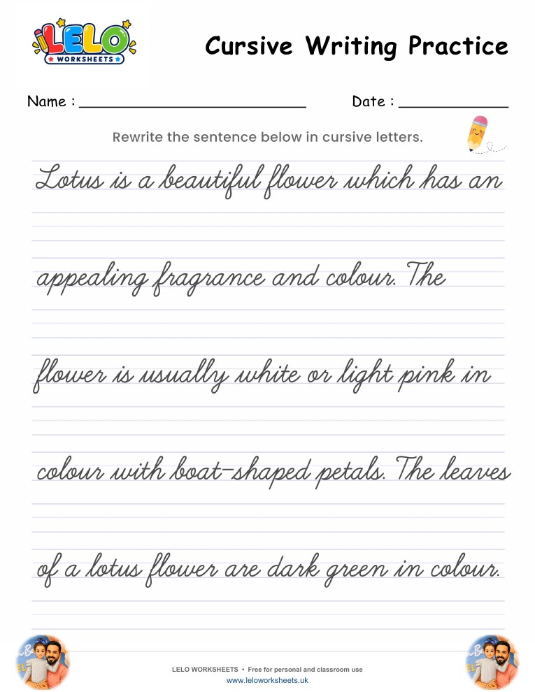 Cursive Writing Worksheet 5 worksheet preview