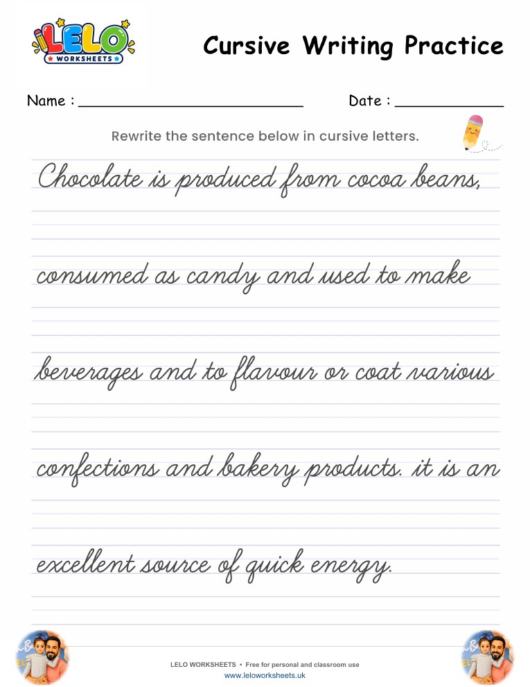 Cursive Writing Worksheet 7 worksheet preview