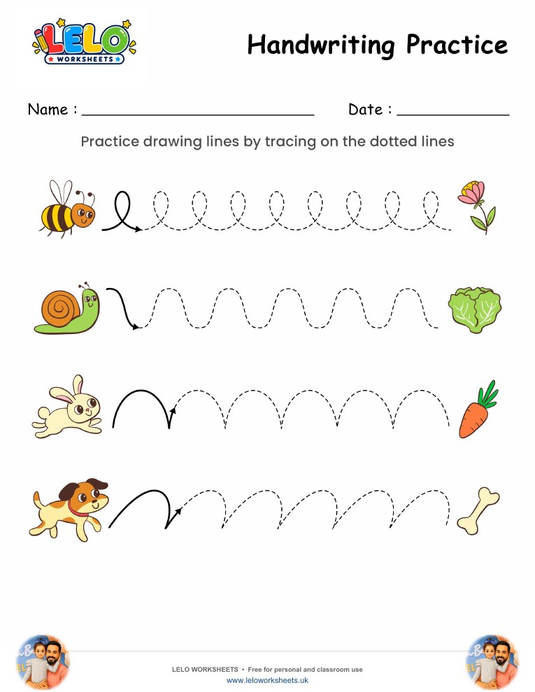 Handwriting Practice Tracing Worksheet 1 worksheet preview