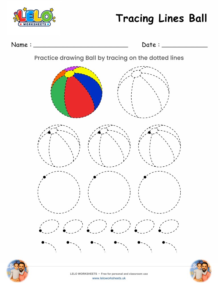 Tracing Lines Ball Worksheet worksheet preview
