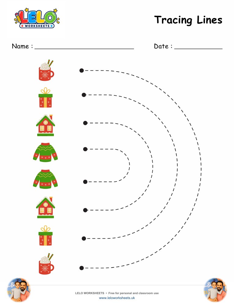 Tracing Lines Christmas Worksheet worksheet preview