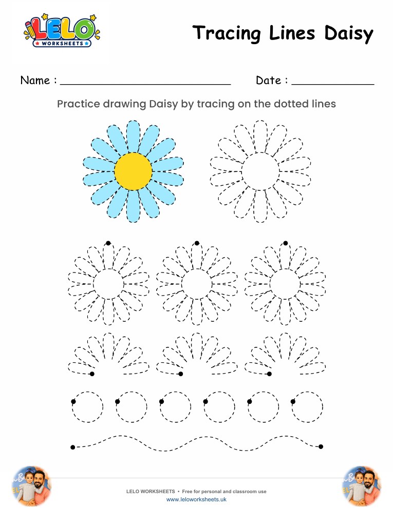 Tracing Lines Daisy Worksheet worksheet preview