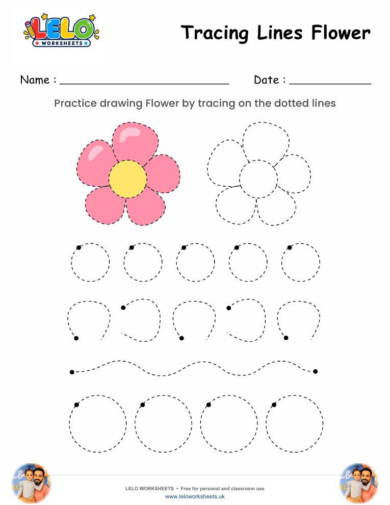 Tracing Lines Flower Worksheet worksheet preview