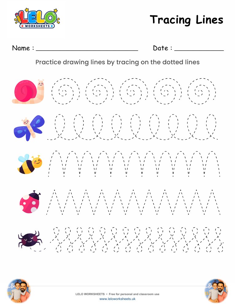 Tracing Lines Insects Worksheet worksheet preview