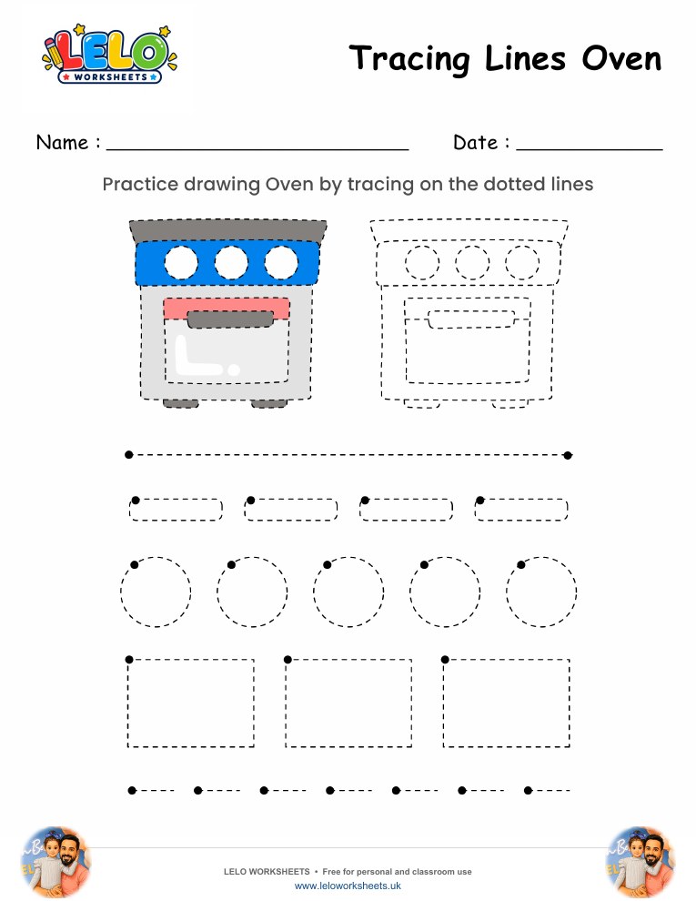 Tracing Lines Oven Worksheet worksheet preview