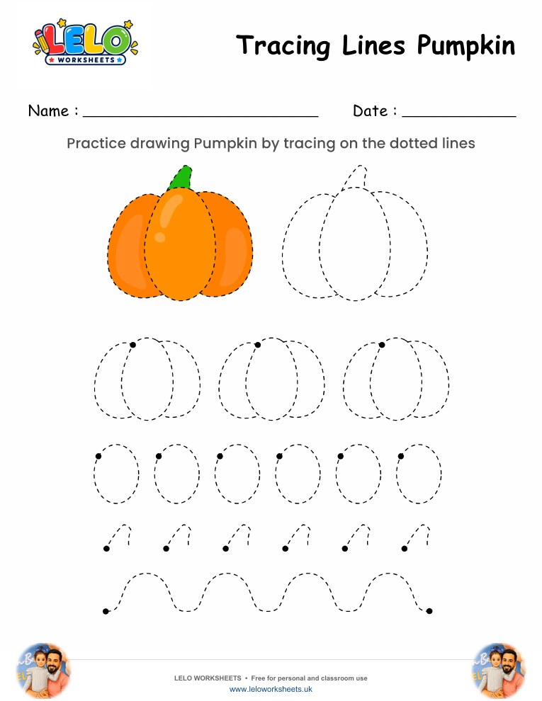 Tracing Lines Pumpkin Worksheet worksheet preview