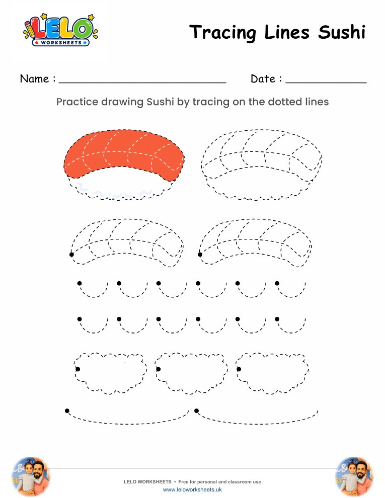 Tracing Lines Sushi Worksheet worksheet preview
