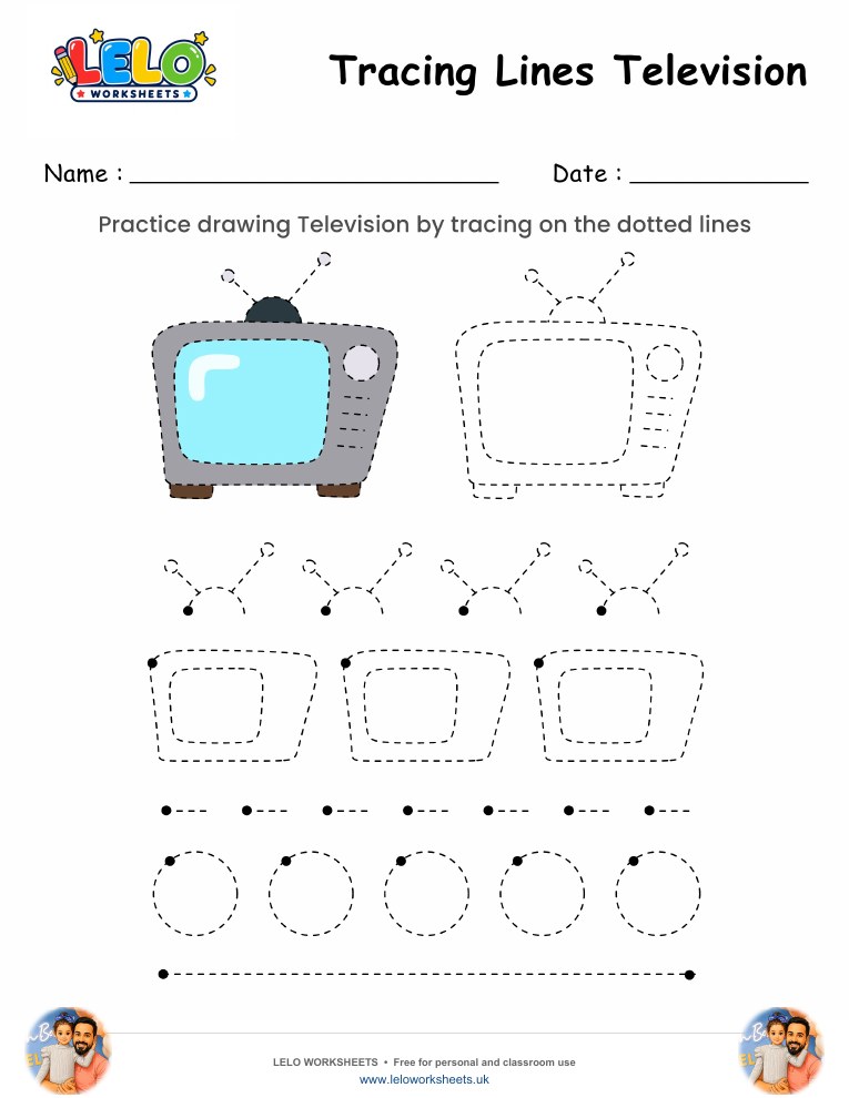 Tracing Lines Television Worksheet worksheet preview