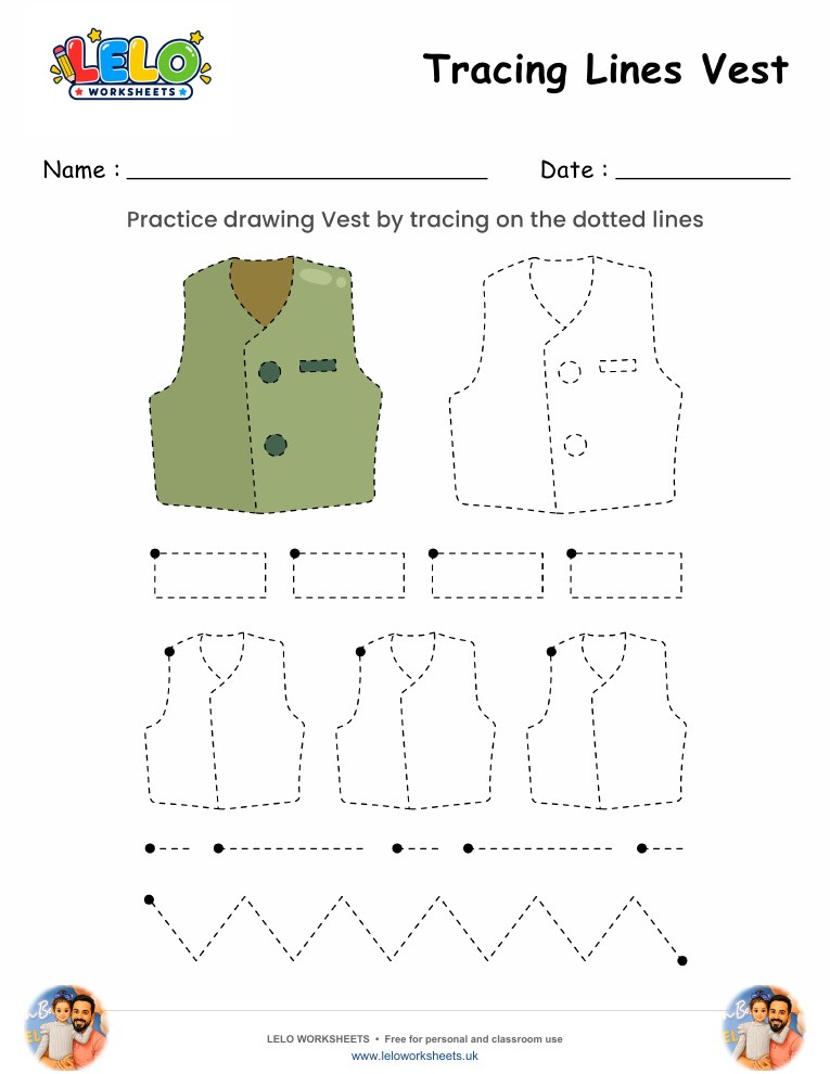 Tracing Lines Vest Worksheet worksheet preview