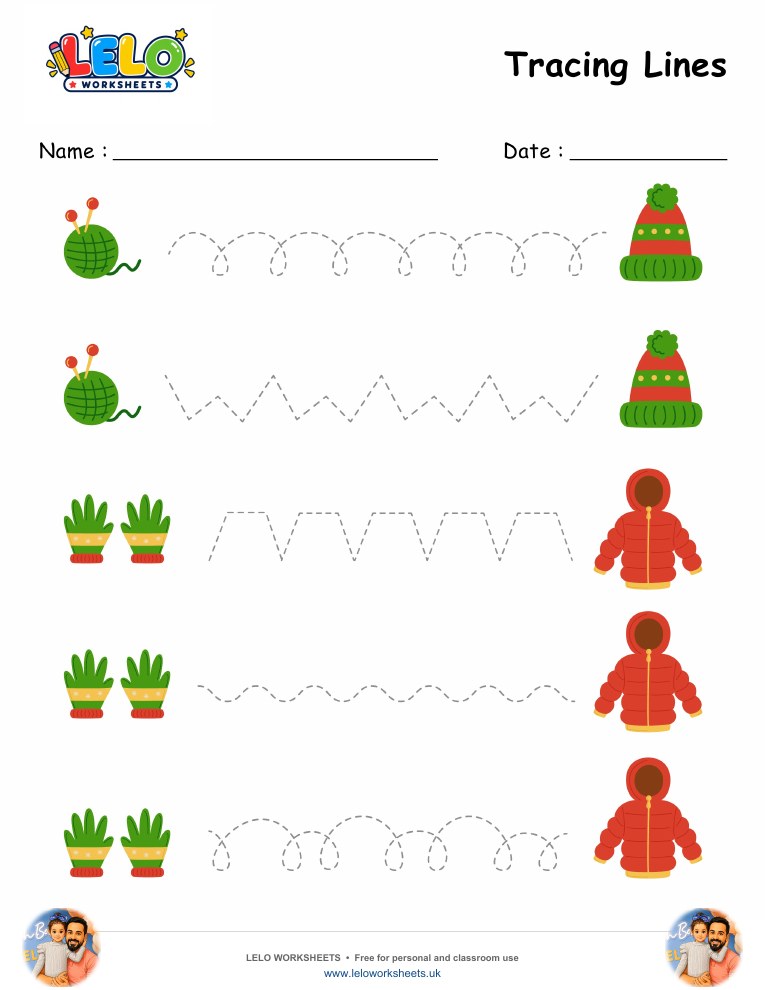 Tracing Lines Winter Worksheet 1 worksheet preview
