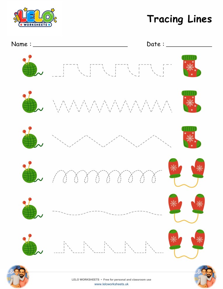 Tracing Lines Winter Worksheet worksheet preview