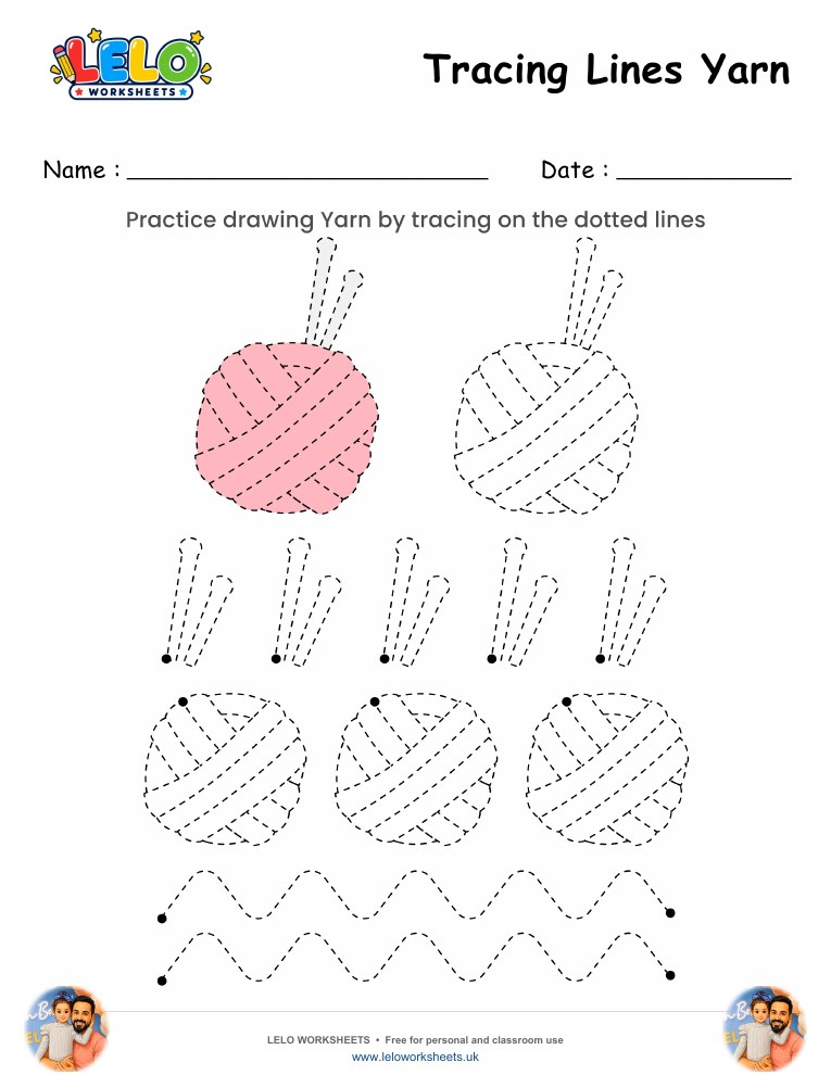 Tracing Lines Yarn Worksheet worksheet preview