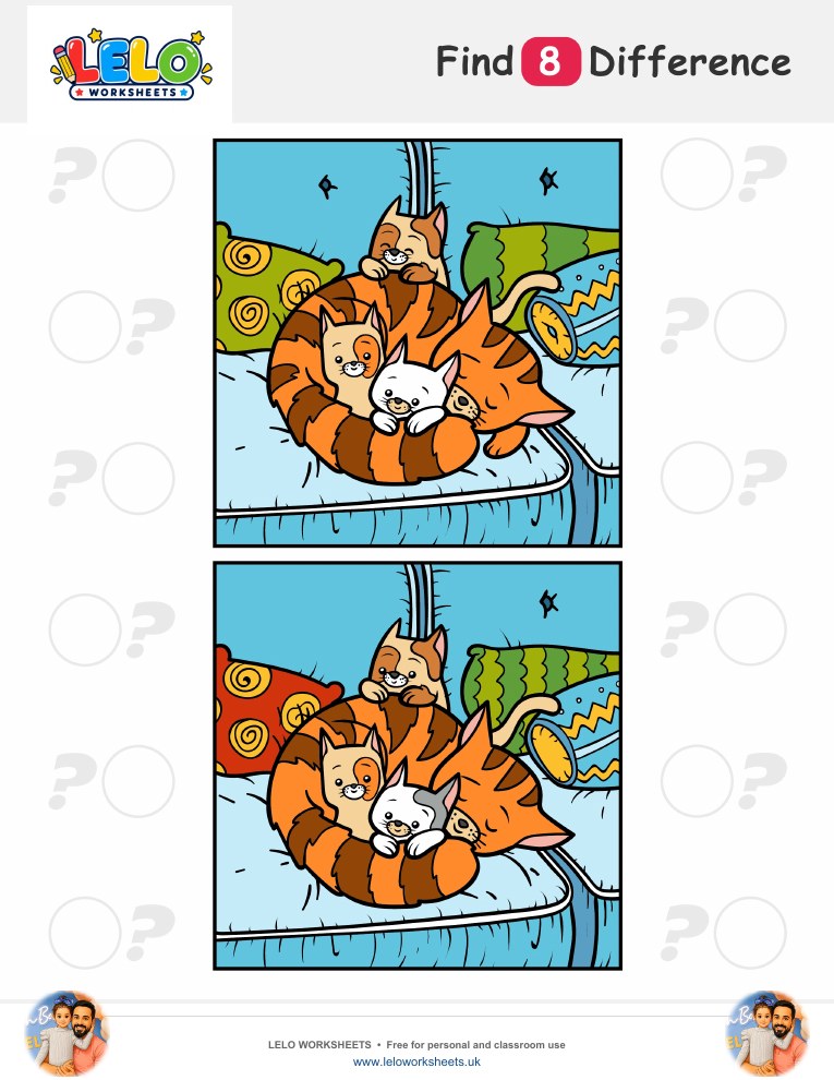 Cat Spot the Difference Worksheet worksheet preview