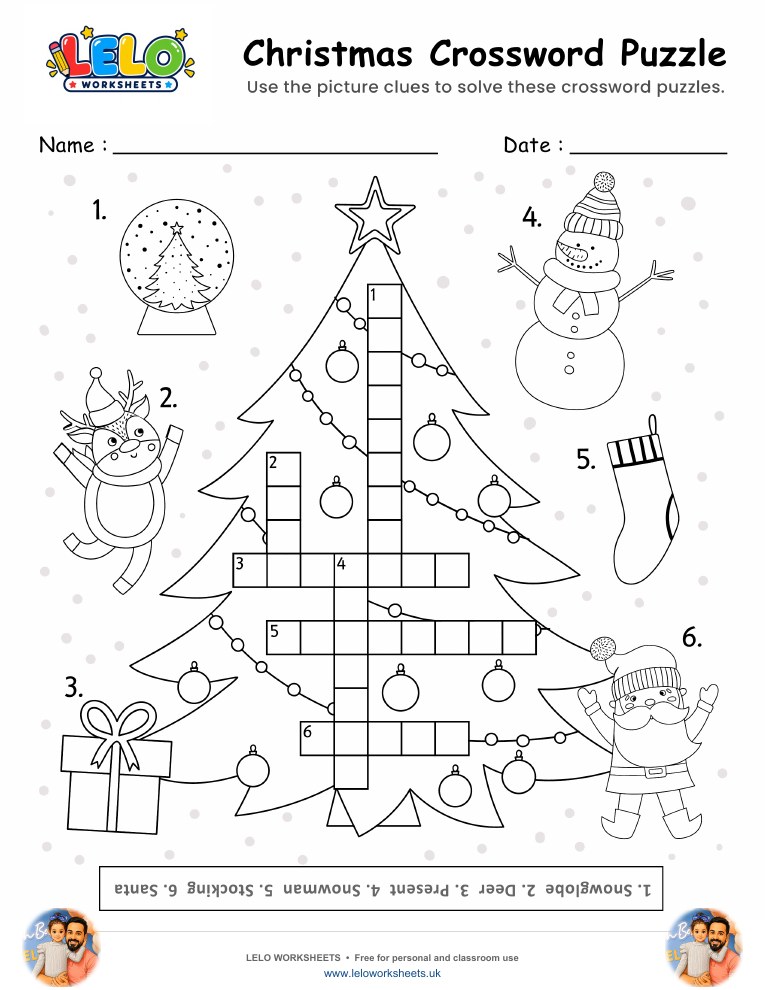 Christmas Crossword Puzzle Worksheet worksheet preview
