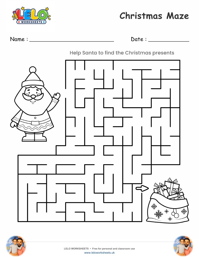 Christmas Maze worksheet worksheet preview