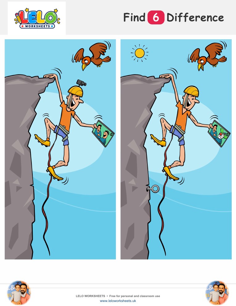 Climber Spot the Difference Worksheet worksheet preview