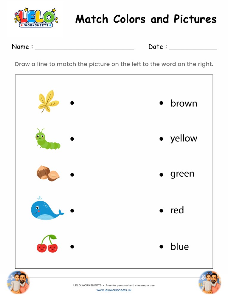 Color and Picture Matching Worksheet 2 worksheet preview