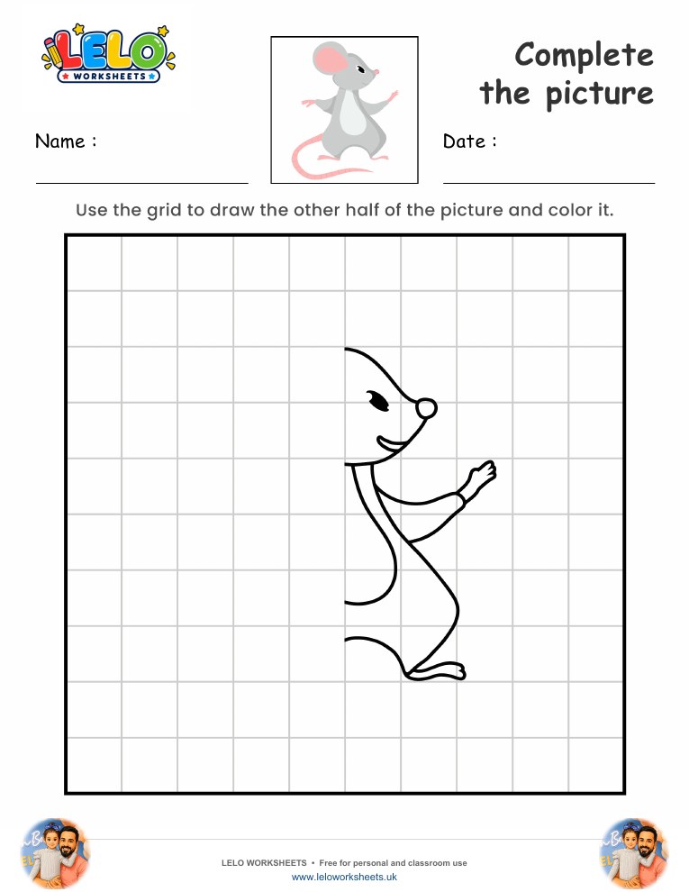 Complete the picture Mouse worksheet worksheet preview