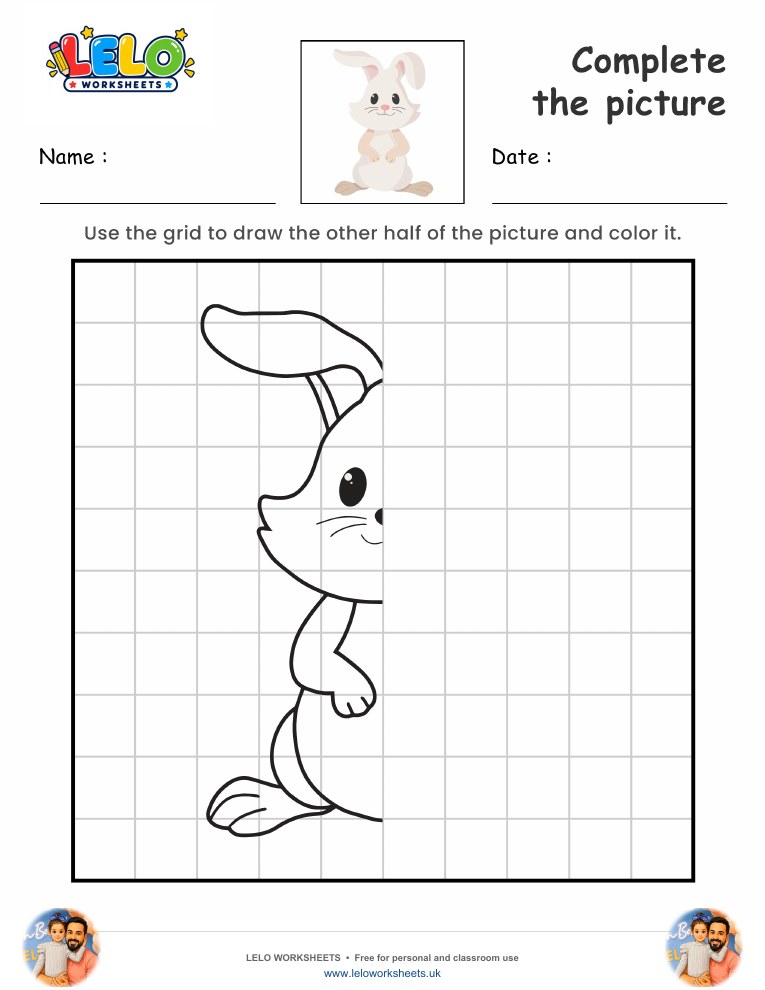 Complete the picture Rabbit worksheet worksheet preview