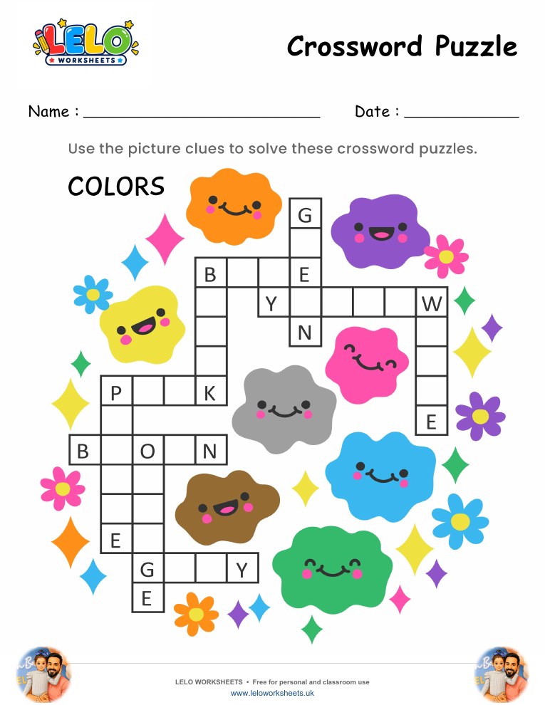 Crossword Puzzle Colors Worksheet worksheet preview