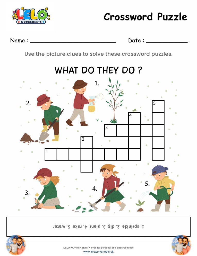 Crossword Puzzle What do they do Worksheet worksheet preview