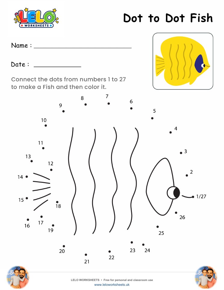 Dot to Dot Fish Worksheet worksheet preview
