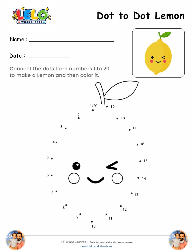Dot to Dot Lemon Worksheet worksheet preview
