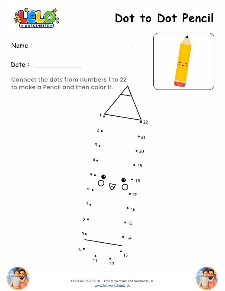 Dot to Dot Pencil Worksheet worksheet preview