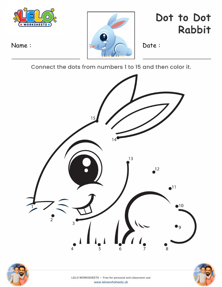 Dot to Dot Rabbit Worksheet worksheet preview