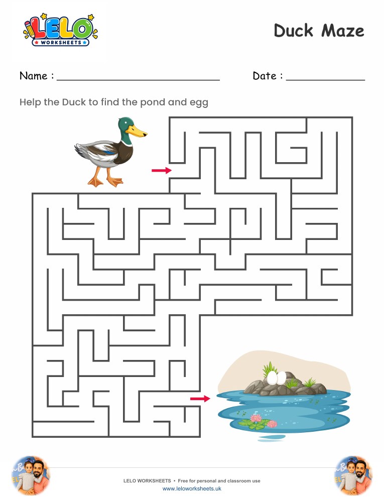 Duck Maze worksheet worksheet preview