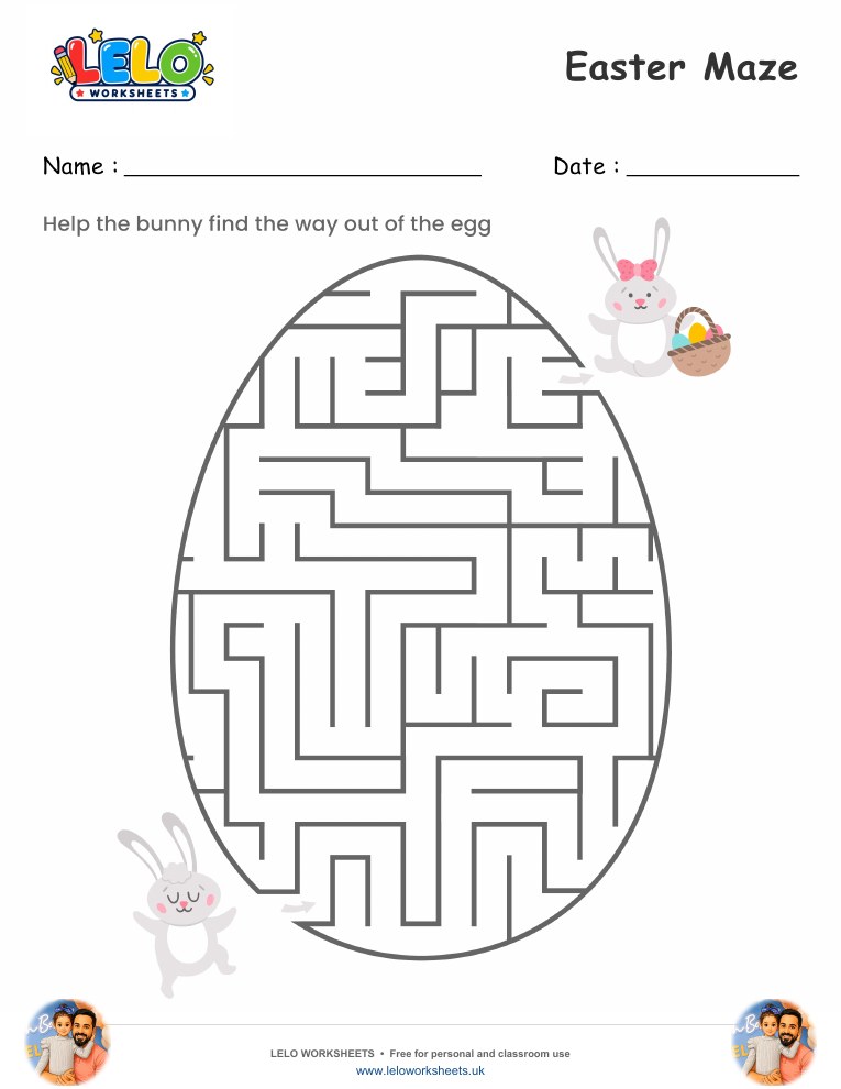 Easter Maze worksheet worksheet preview