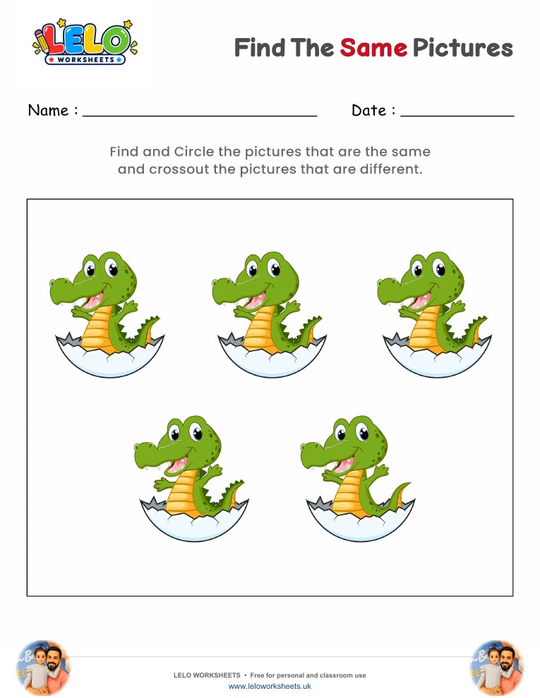 Find the same Crocodile Worksheet worksheet preview