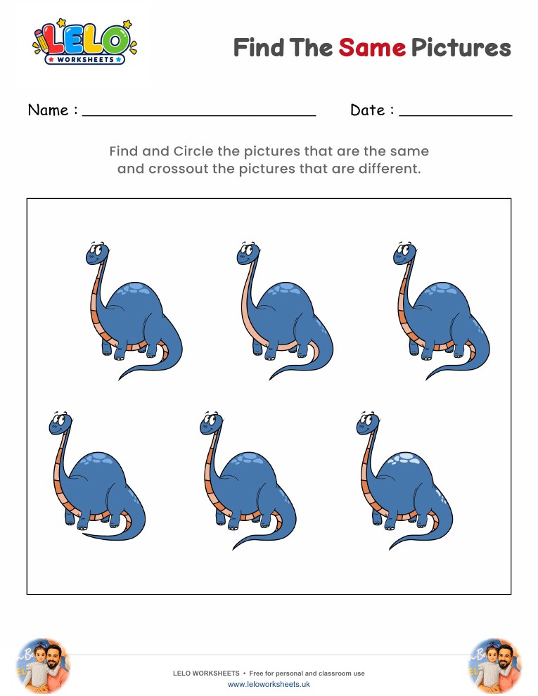 Find the same Dinosaurs Worksheet worksheet preview