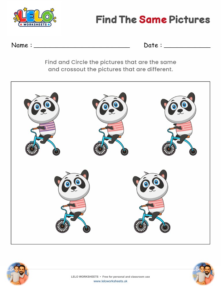 Find the same Panda Worksheet worksheet preview
