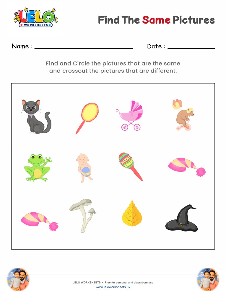 Find the same Pictures Worksheet 2 worksheet preview